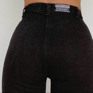 Vintage 80s Rocky Mountain Ultra High Waist Black Bareback Jeans